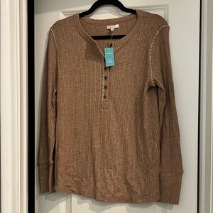 Maurices Brown Long Sleeve Henley Top
